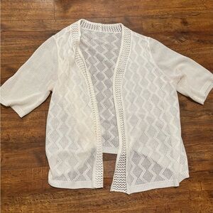 Flowy White Open-Front Sweater